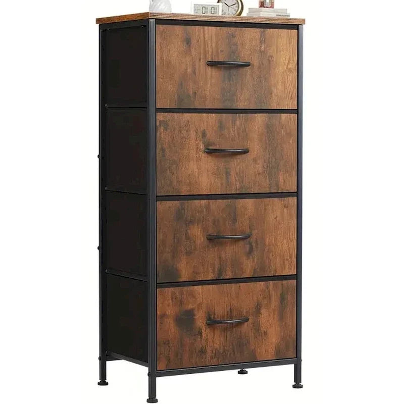 Commode de chambre à coucher avec 4 tiroirs en tissu, tour de rangement étroite pour vêtements, placards, chambre d'enfant, tour de rangement avec placard