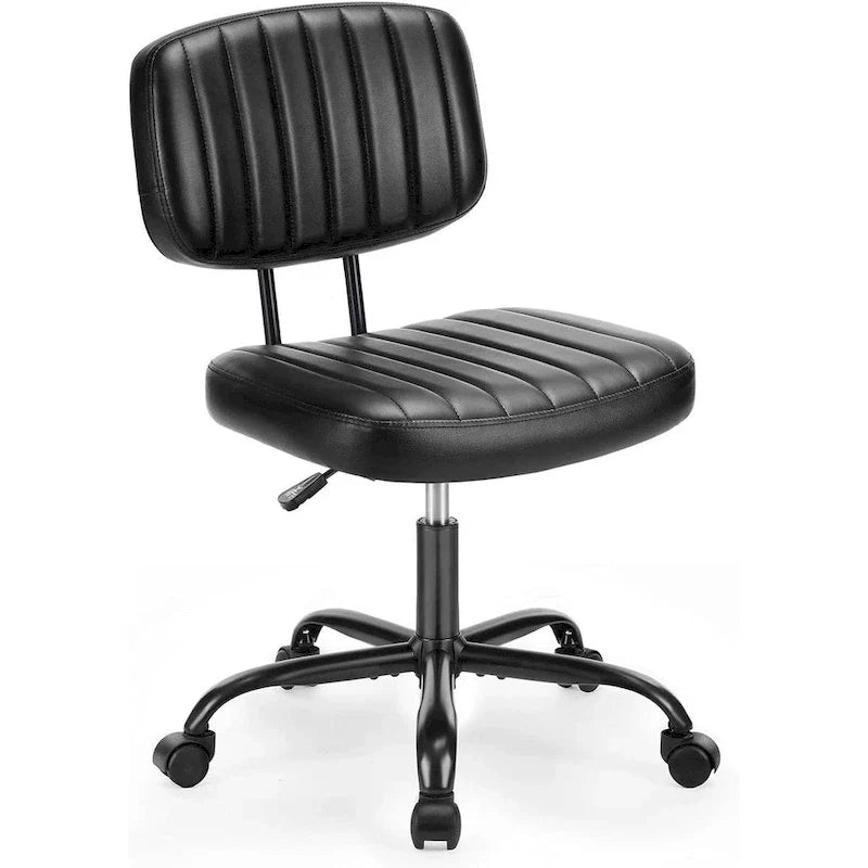 Petite chaise de bureau, Chaise de maquillage pivotante et roulante en cuir PU, mignonne et confortable, sans accoudoirs, pour adulte et étudiant