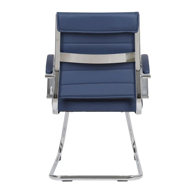 Chaise de bureau en cuir avec base luge en acier inoxydable Série Benmar par LeisureMod