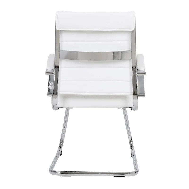 Chaise de bureau en cuir avec base luge en acier inoxydable Série Benmar par LeisureMod