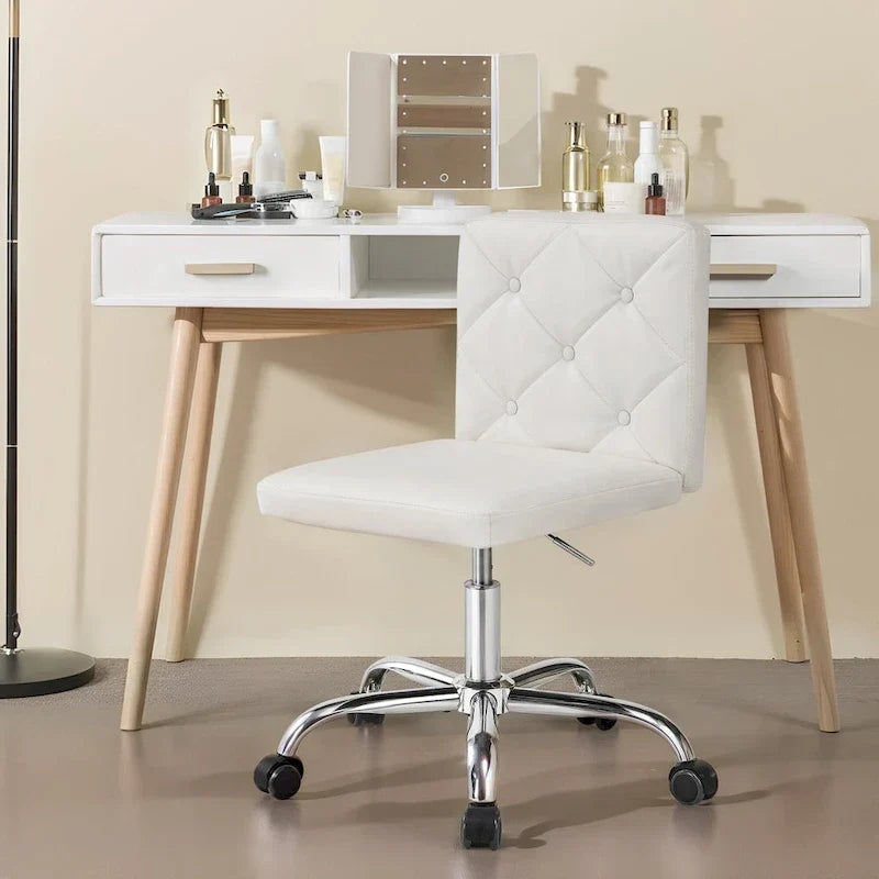 Javlergo Chaise de bureau sans accoudoirs, en cuir PU, hauteur réglable, pivotante à 360° pour le télétravail ou le bureau