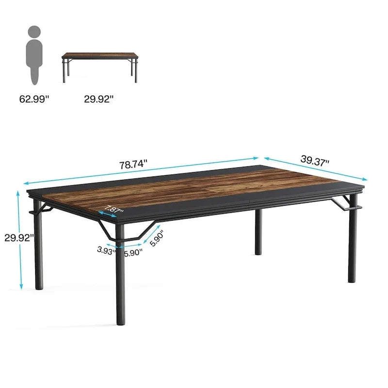 Table de conférence avec cadre en acier robuste pour 6 à 8 personnes - 199,9 cm (L) x 100 cm (l) x 76 cm (H)