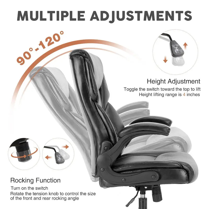 Chaise de bureau ergonomique réglable avec accoudoirs relevables