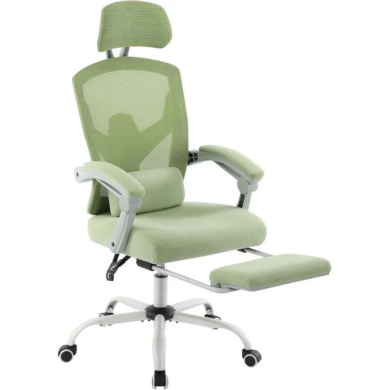 Chaise de bureau à domicile avec repose-pieds, chaises inclinables en maille à dossier haut avec appuie-tête pour la maison, le bureau, le jeu, les étudiants