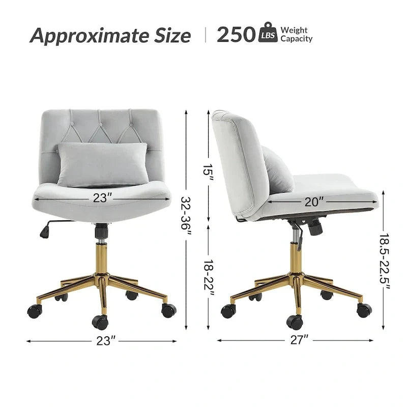 Fauteuil de bureau pivotant et inclinable Ollie Modern Flannel avec oreiller par HULALA HOME