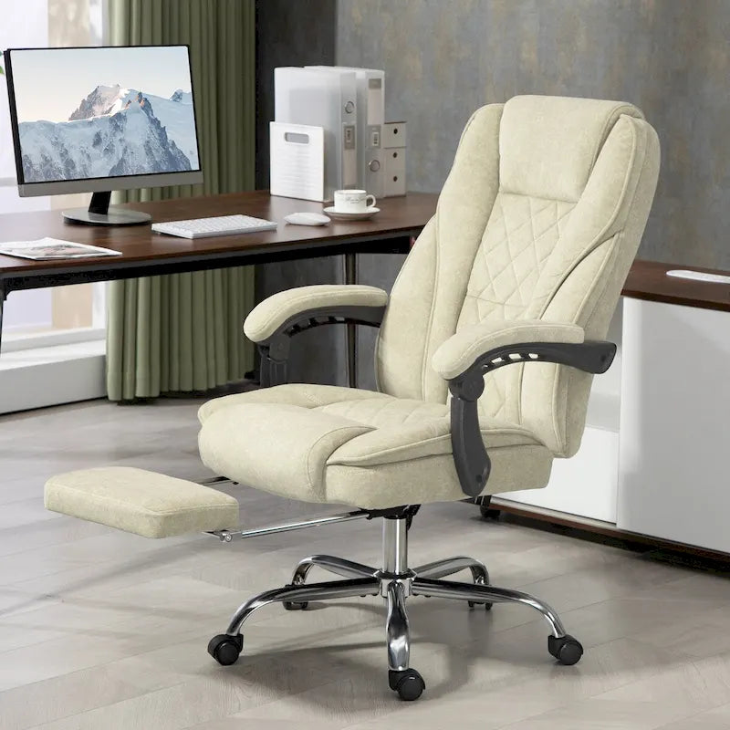 Chaise de bureau de massage Vinsetto avec 6 points de vibration, fauteuil d'ordinateur inclinable chauffant, chaise de bureau pivotante