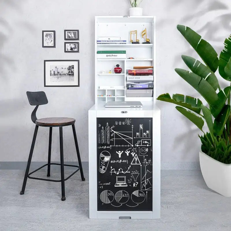 Utopia Alley – Meuble mural de bureau pliable avec tableau, blanc