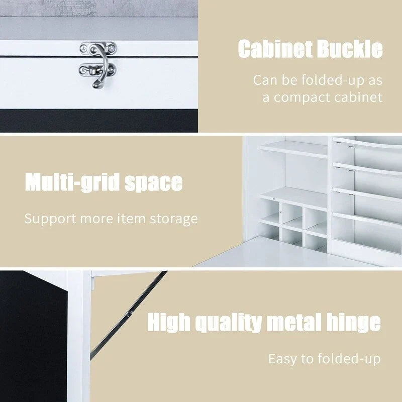 Utopia Alley – Meuble mural de bureau pliable avec tableau, blanc