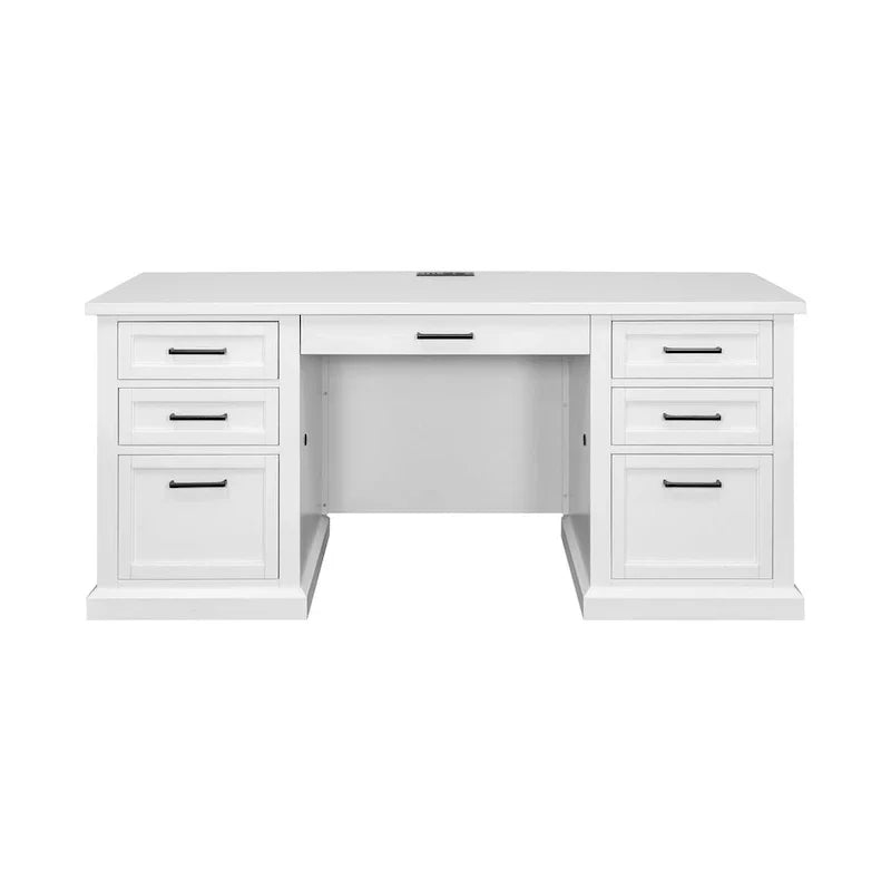 Vaisselier moderne en bois avec portes et bureau, vaisselier de rangement et crédence, rangement de bureau, entièrement assemblé, blanc