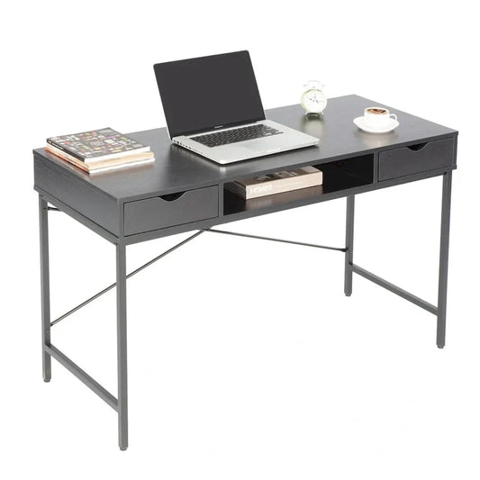 Bureau de 48 pouces JJS avec tiroirs, grande station de travail contemporaine pour ordinateur portable et rangement pour le bureau à domicile
