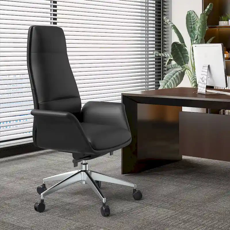 Fauteuil de bureau en cuir à dossier haut Summit avec fonctions pivotantes et inclinables