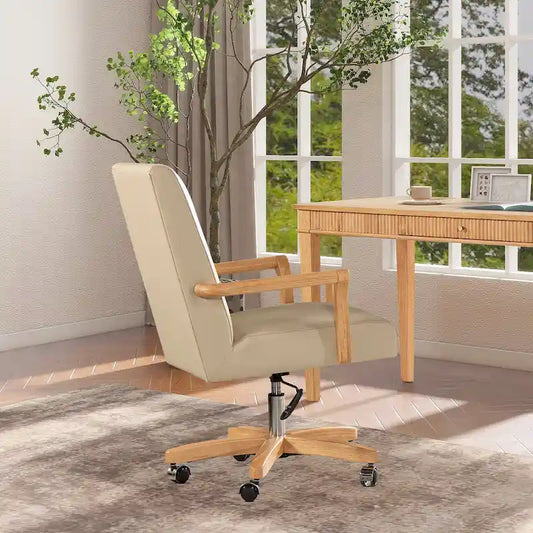 Chaise de bureau pivotante en cuir pleine fleur Dumont Modern Farmhouse