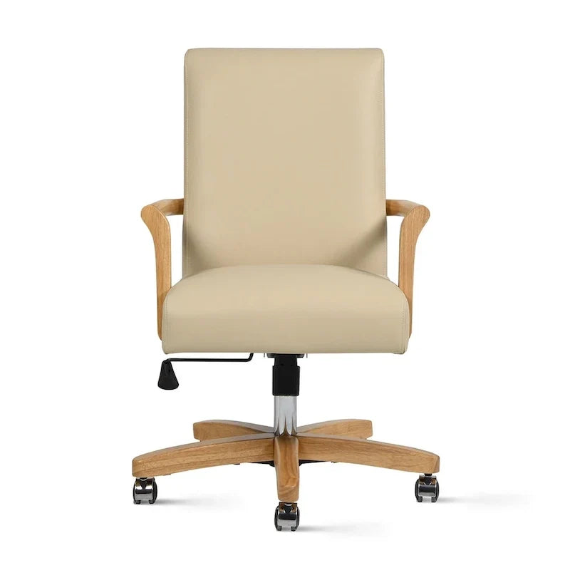 Chaise de bureau pivotante en cuir pleine fleur Dumont Modern Farmhouse
