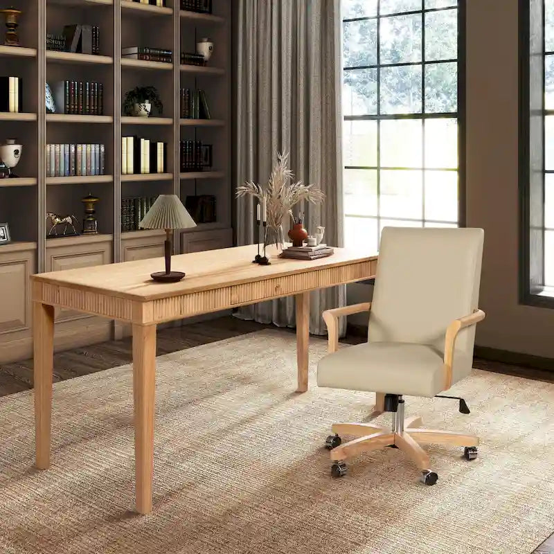 Chaise de bureau pivotante en cuir pleine fleur Dumont Modern Farmhouse
