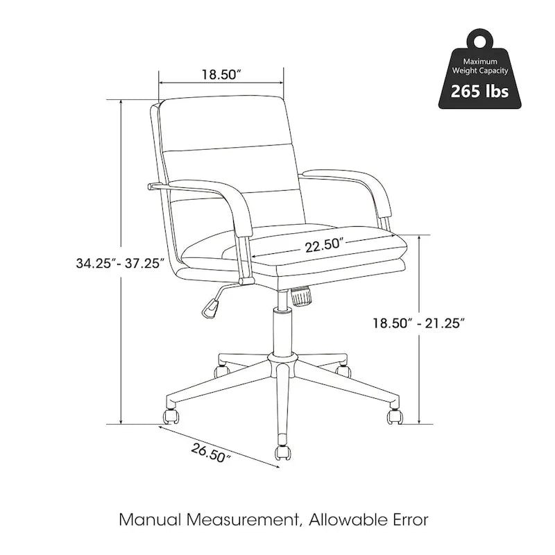 Fauteuil de bureau pivotant réglable en similicuir Glitzhome avec accoudoir, design ergonomique