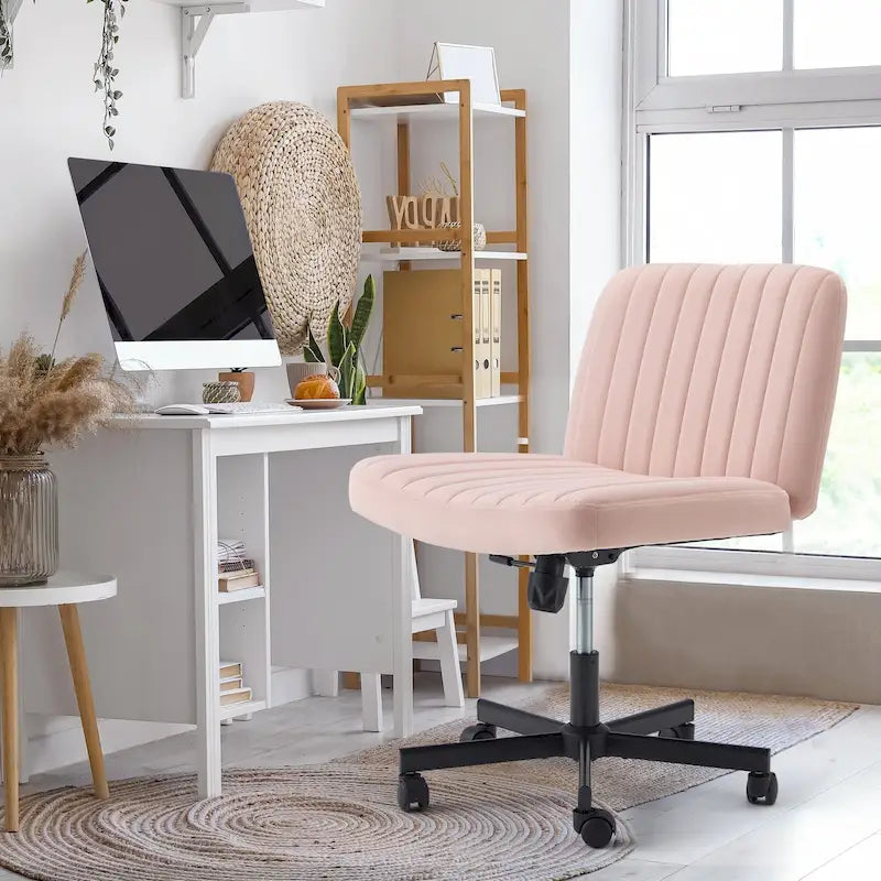 Chaise de bureau EROMMY à pieds croisésChaise sans accoudoirs entrecroisée avec roulettesRéglable en hauteur pour bureau, chambre, salon - S.O.