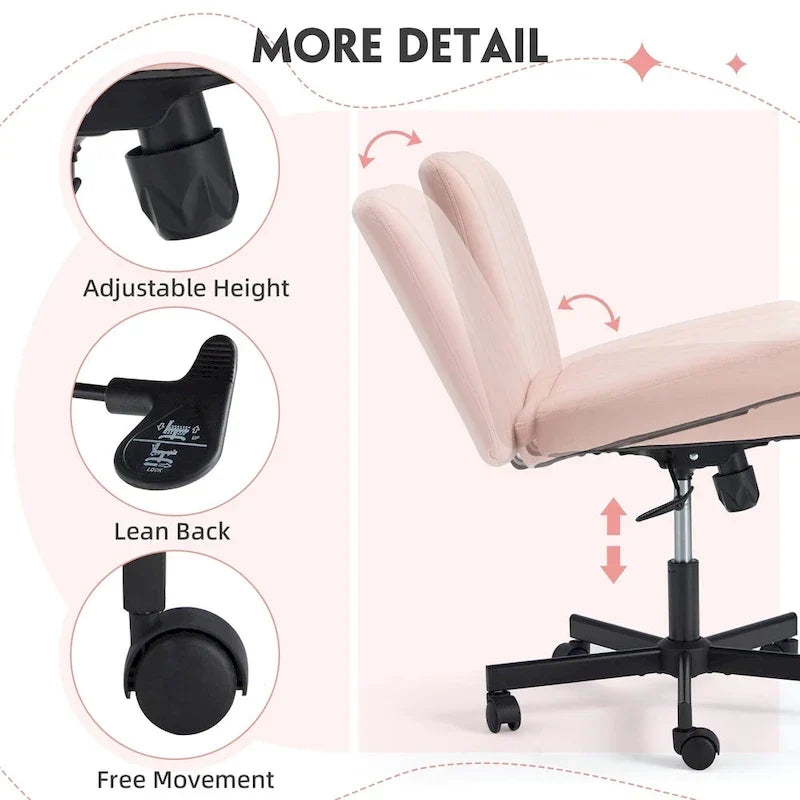 Chaise de bureau EROMMY à pieds croisésChaise sans accoudoirs entrecroisée avec roulettesRéglable en hauteur pour bureau, chambre, salon - S.O.
