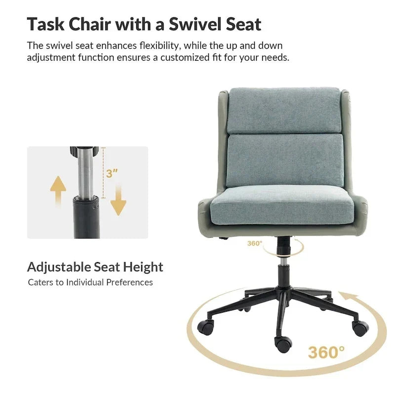 Fauteuil de bureau moderne pivotant et inclinable Siegfried avec revêtement souple amovible par HULALA HOME