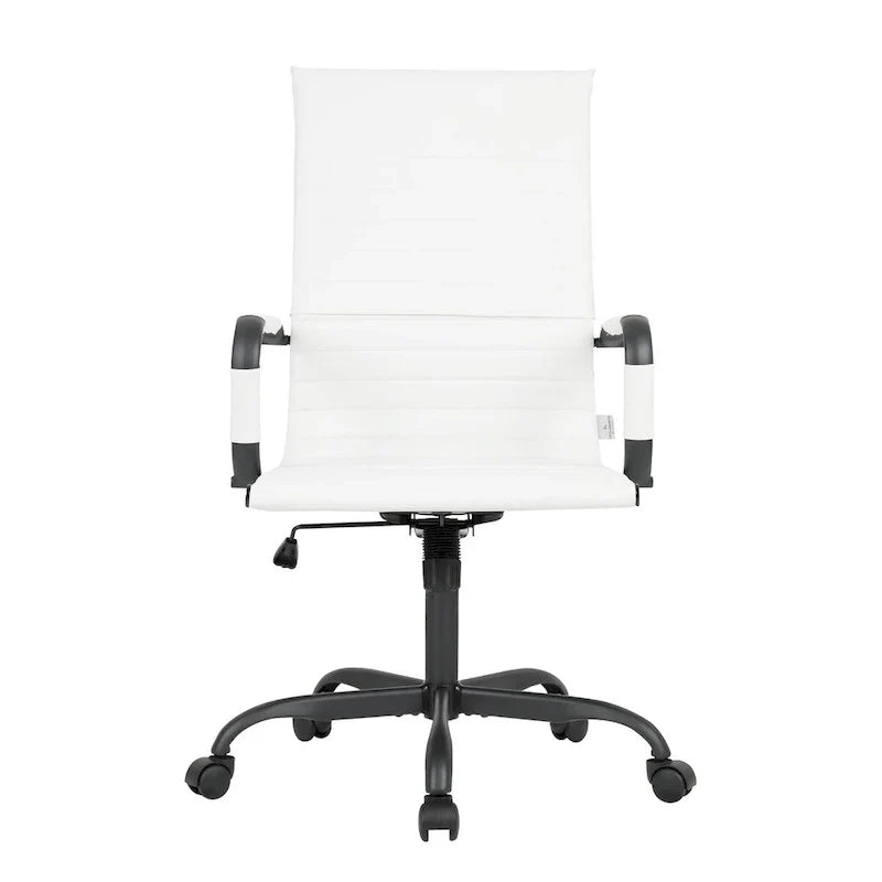Chaise de bureau pivotante à dossier haut réglable en cuir côtelé Harris avec cadre en métal noir pour la maison, la salle de conférence ou le bureau
