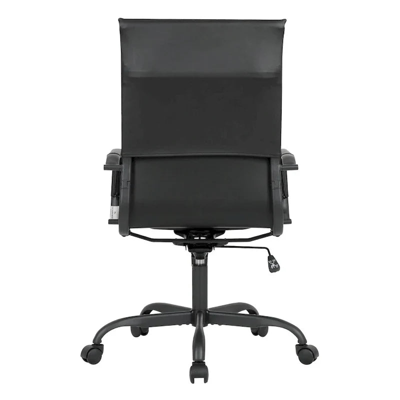 Chaise de bureau pivotante à dossier haut réglable en cuir côtelé Harris avec cadre en métal noir pour la maison, la salle de conférence ou le bureau