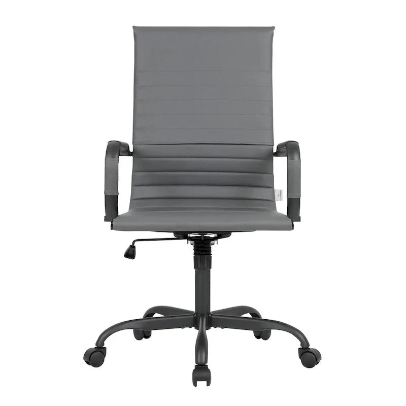Chaise de bureau pivotante à dossier haut réglable en cuir côtelé Harris avec cadre en métal noir pour la maison, la salle de conférence ou le bureau