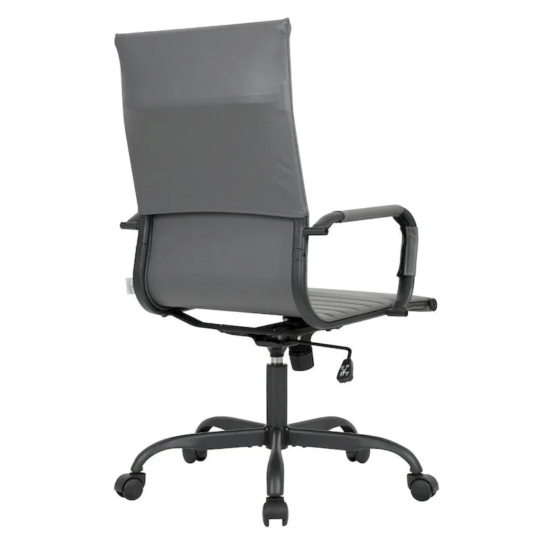 Chaise de bureau pivotante à dossier haut réglable en cuir côtelé Harris avec cadre en métal noir pour la maison, la salle de conférence ou le bureau