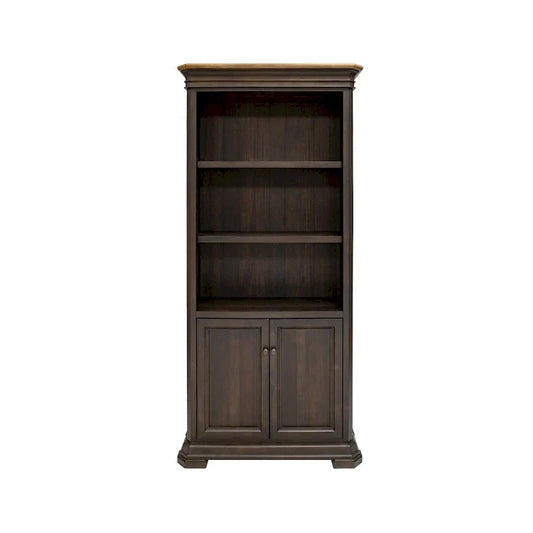 Bibliothèque de direction avec portes, entièrement assemblée, marron - 36L x 78H x 14P
