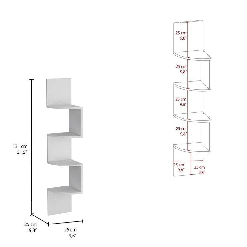 Étagère d'angle, design mural moderne avec étagères multiples