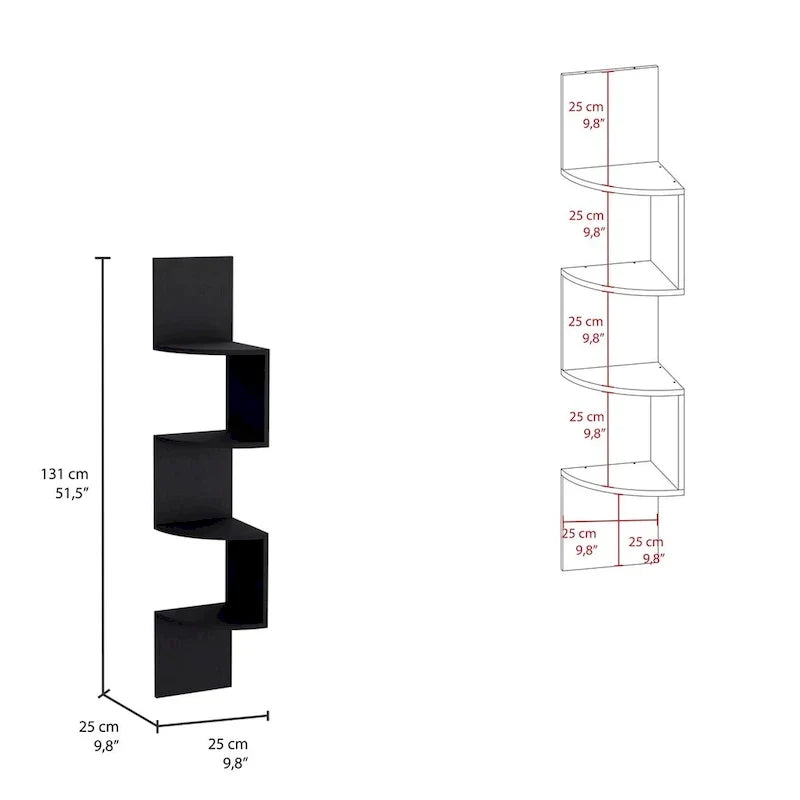 Étagère d'angle, design mural moderne avec étagères multiples