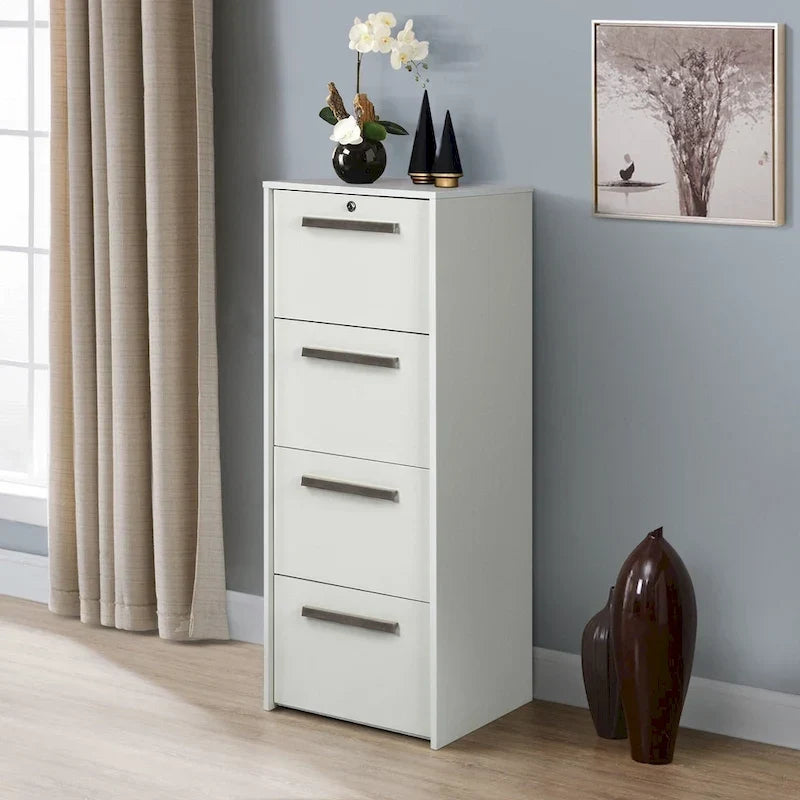 Meuble de classement vertical latéral Saint Birch Miami à 4 tiroirs, grain de bois blanc contemporain