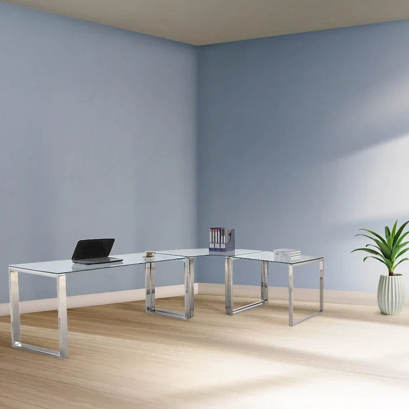 Ensemble de bureau d'ordinateur contemporain en L Somette (ensemble de 3)