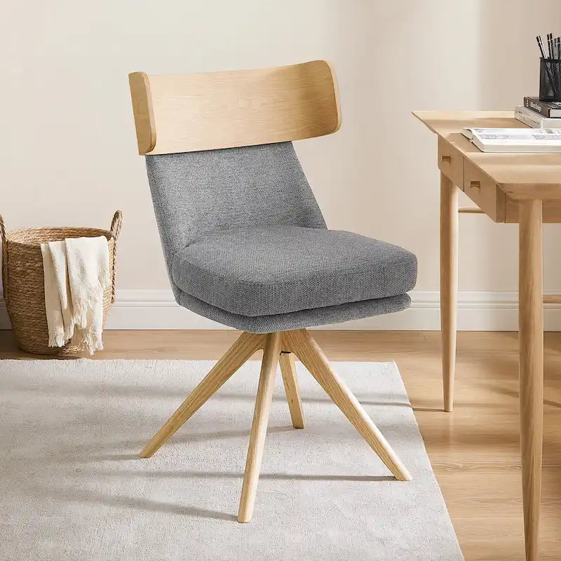 Chaise de bureau pivotante Art Leon en bois et tissu