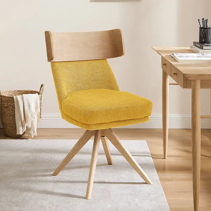 Chaise de bureau pivotante Art Leon en bois et tissu
