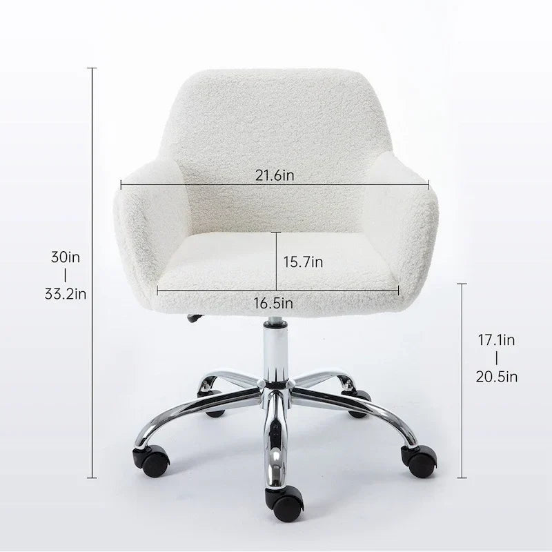 Chaise de bureau en fausse fourrure, chaise de vanité de maquillage douillette et confortable, chaise de bureau pivotante réglable en hauteur, chaise de coiffeuse