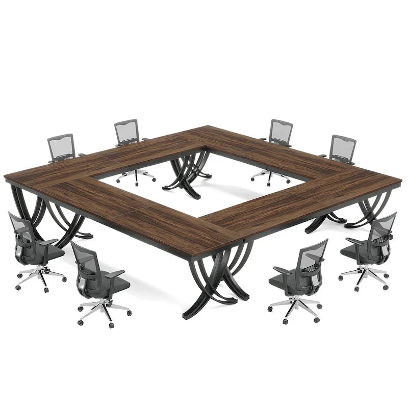 Table de conférence de 1,98 m pour 6-8 personnes, table de séminaire rectangulaire de 198 cm de long