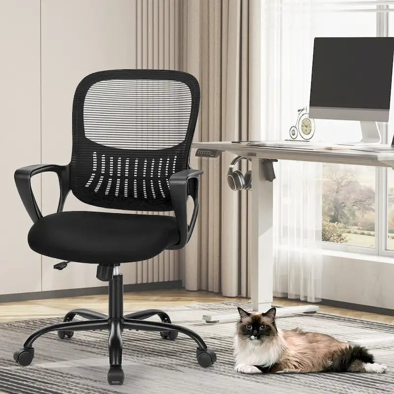 Chaise de bureau ergonomique avec accoudoirs fixes