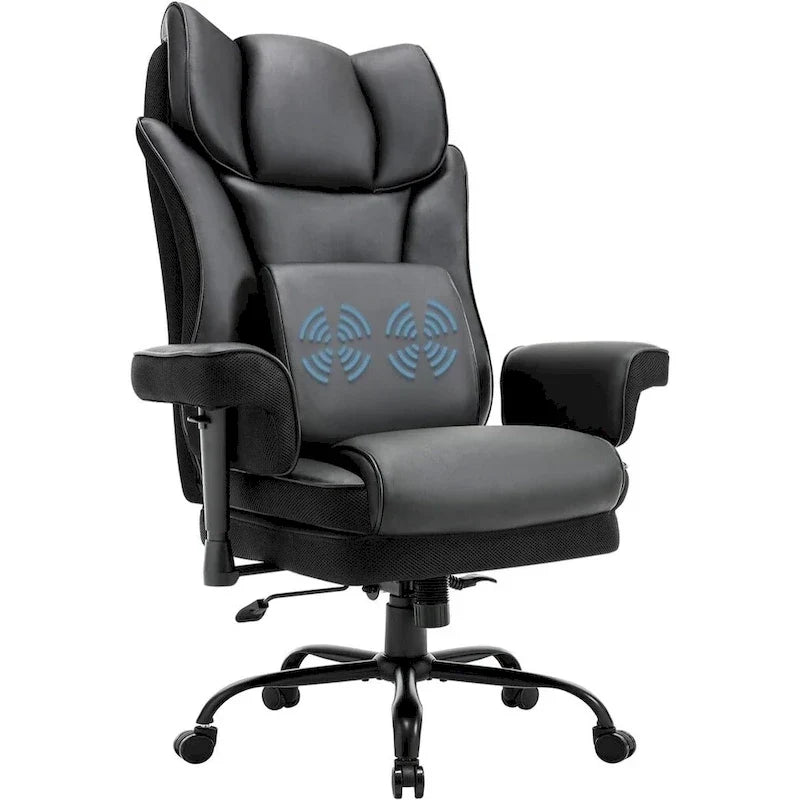 Chaise de Bureau Ergonomique Inclinable avec Accoudoirs Rembourrés Ajustables et Support Lombaire Massant