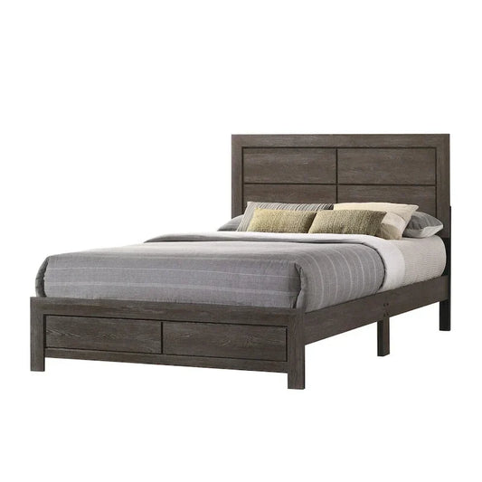 Lit double moderne et cadres de lit plateforme, marron foncé, en bois