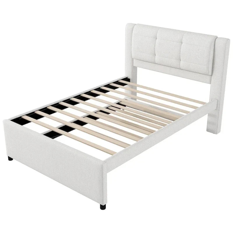 Lit plateforme tapissé Merax de taille standard avec lit gigogne