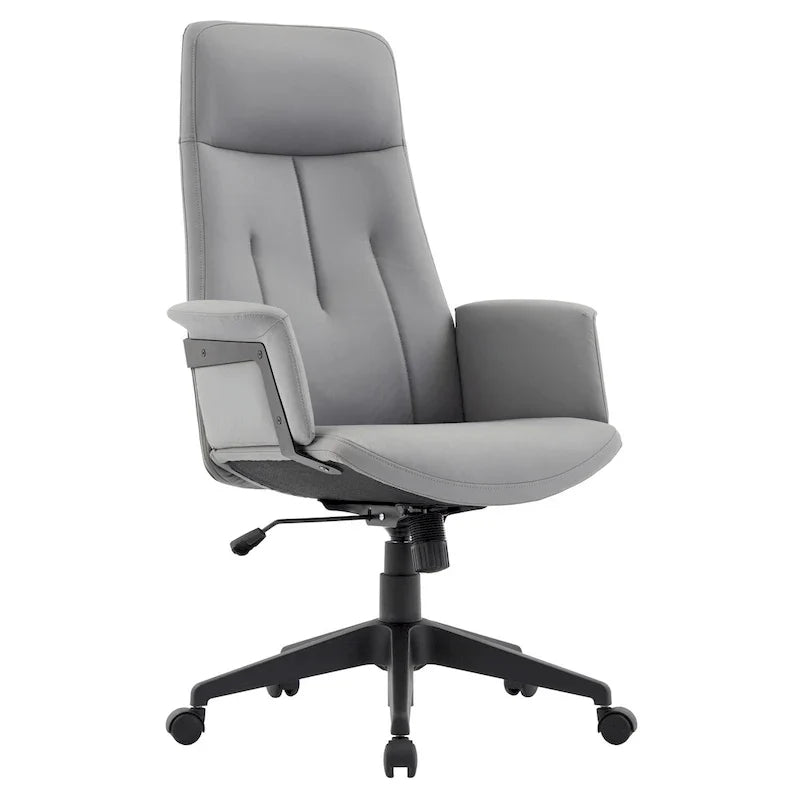 Chaise de bureau en cuir, pivotante et réglable en hauteur, avec support lombaire, Collection Inifini