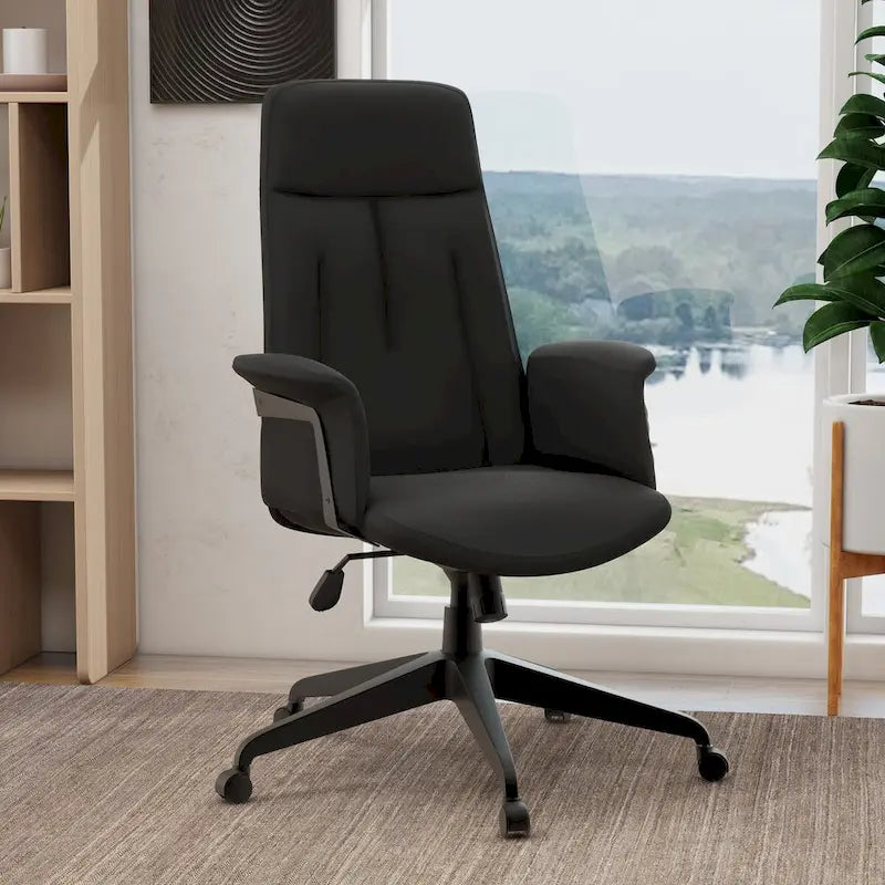 Chaise de bureau en cuir, pivotante et réglable en hauteur, avec support lombaire, Collection Inifini