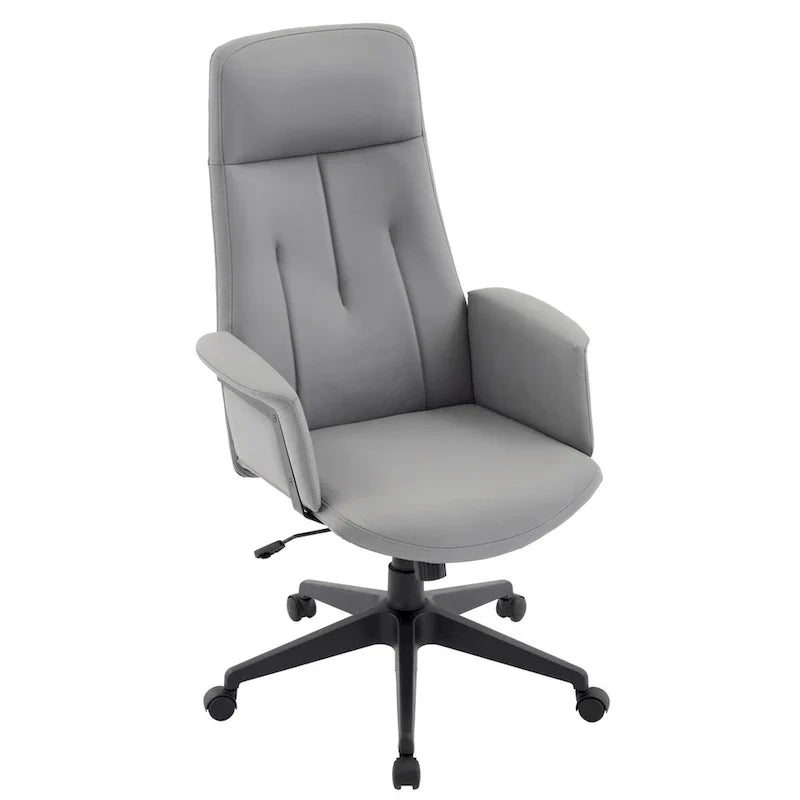 Chaise de bureau en cuir, pivotante et réglable en hauteur, avec support lombaire, Collection Inifini