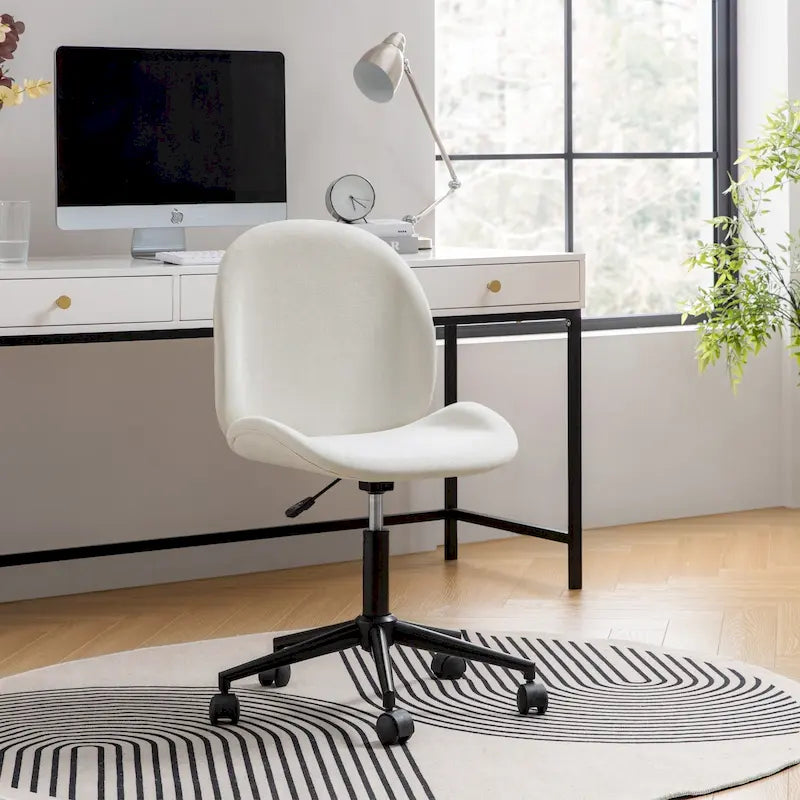Chaise de bureau moderne Ines 360 pivotante sans accoudoirs avec piètement métallique par HULALA HOME
