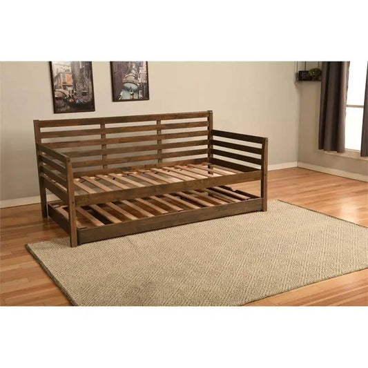 Cadre de lit de repos en bois massif avec lit gigogne double escamotable