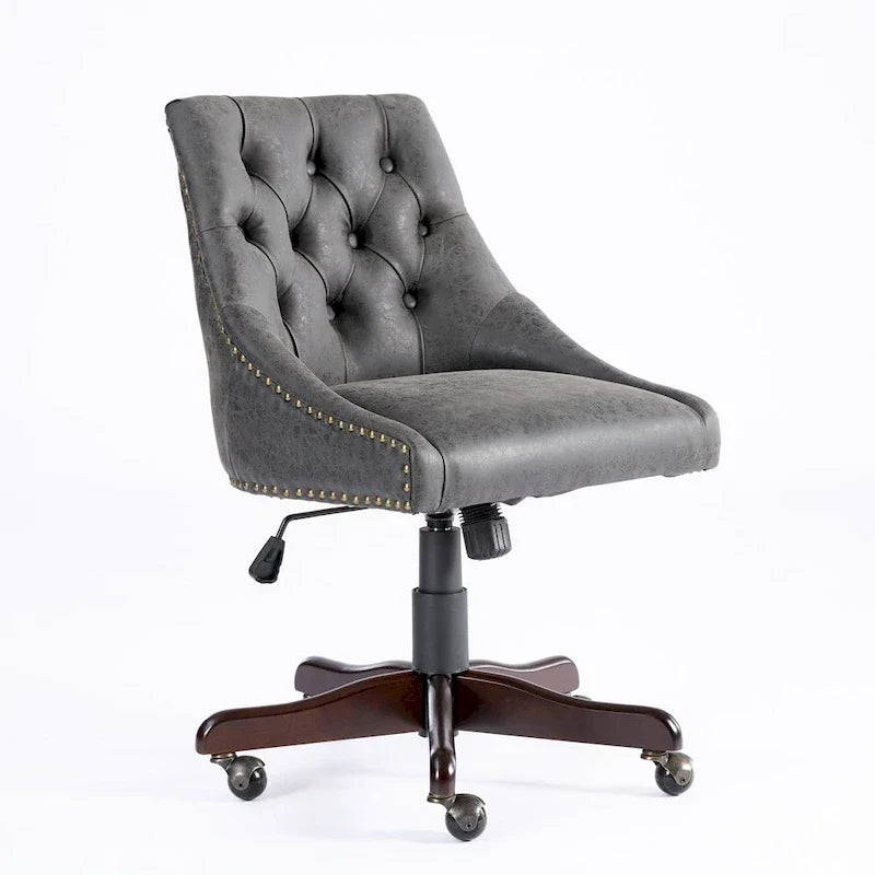 Fauteuil de bureau à domicile en tissu à motif peau de mouton de style rétro médiéval avec fonctions de levage, de pivotement et d'inclinaison