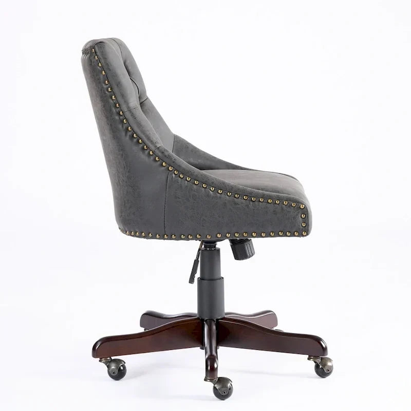 Fauteuil de bureau à domicile en tissu à motif peau de mouton de style rétro médiéval avec fonctions de levage, de pivotement et d'inclinaison