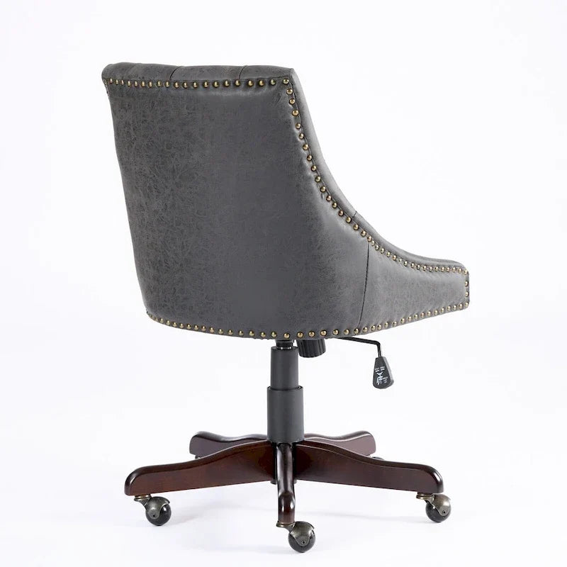 Fauteuil de bureau à domicile en tissu à motif peau de mouton de style rétro médiéval avec fonctions de levage, de pivotement et d'inclinaison