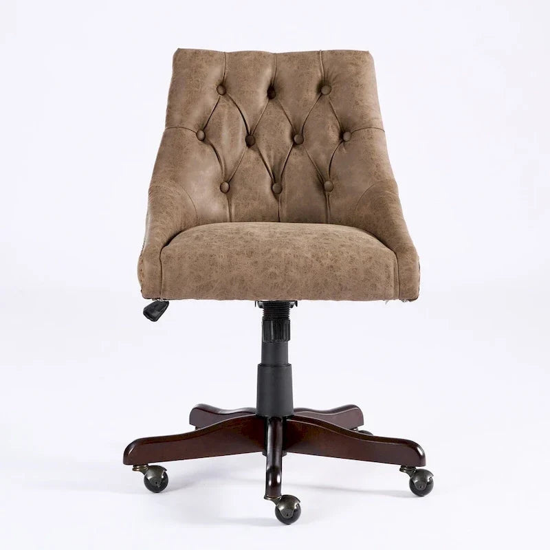 Fauteuil de bureau à domicile en tissu à motif peau de mouton de style rétro médiéval avec fonctions de levage, de pivotement et d'inclinaison